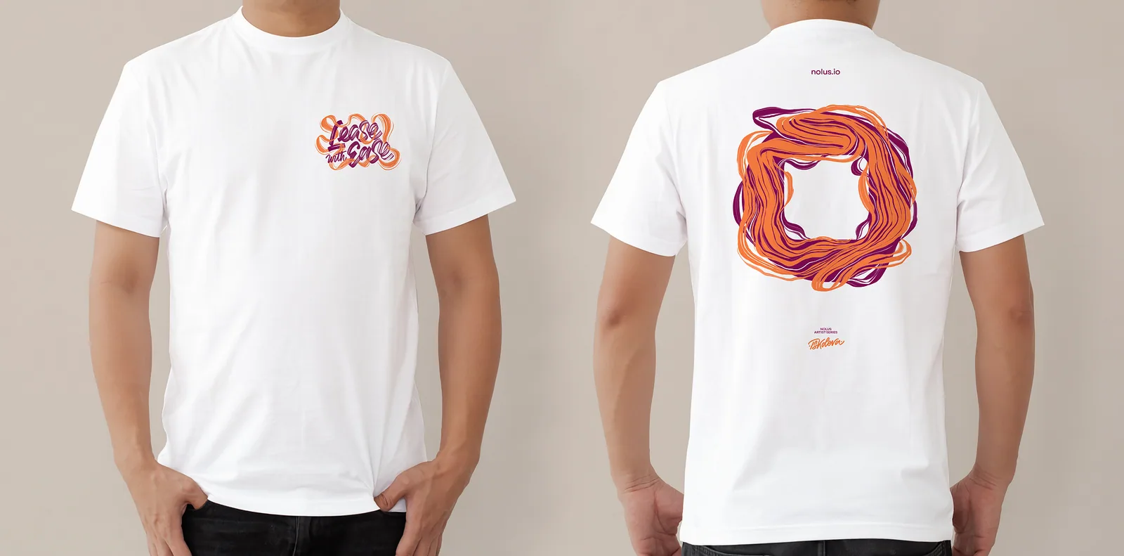 Lease With Ease tee design by Tsvetislava Koleva in handcrafted lettering over analog textures